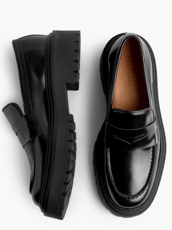 Thursday Boot Company Shoes - THURSDAY Women’s Black Lug Sole Platform Penny Loafers